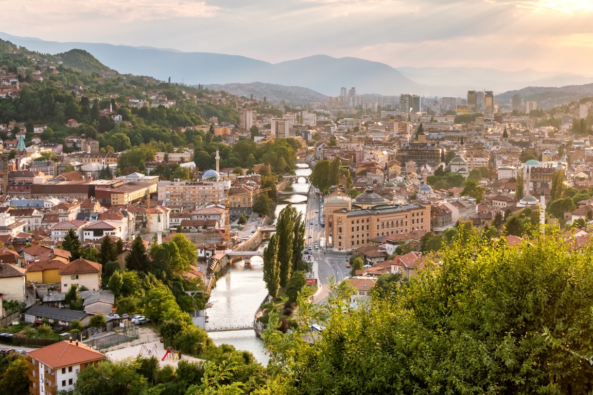 Sarajevo-Blick auf histor. Stadtzentrum