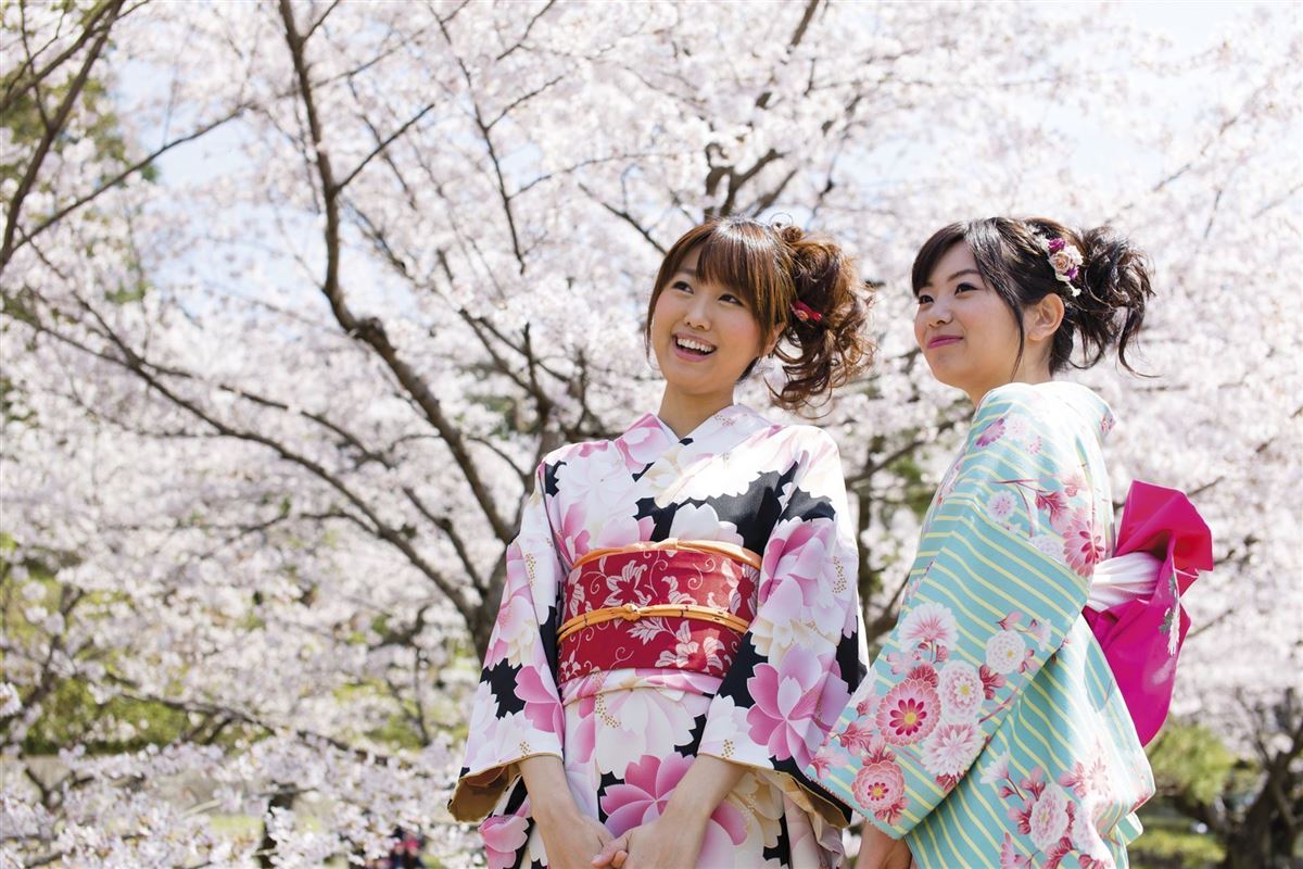 Japanerinnen im traditionellen Gewand