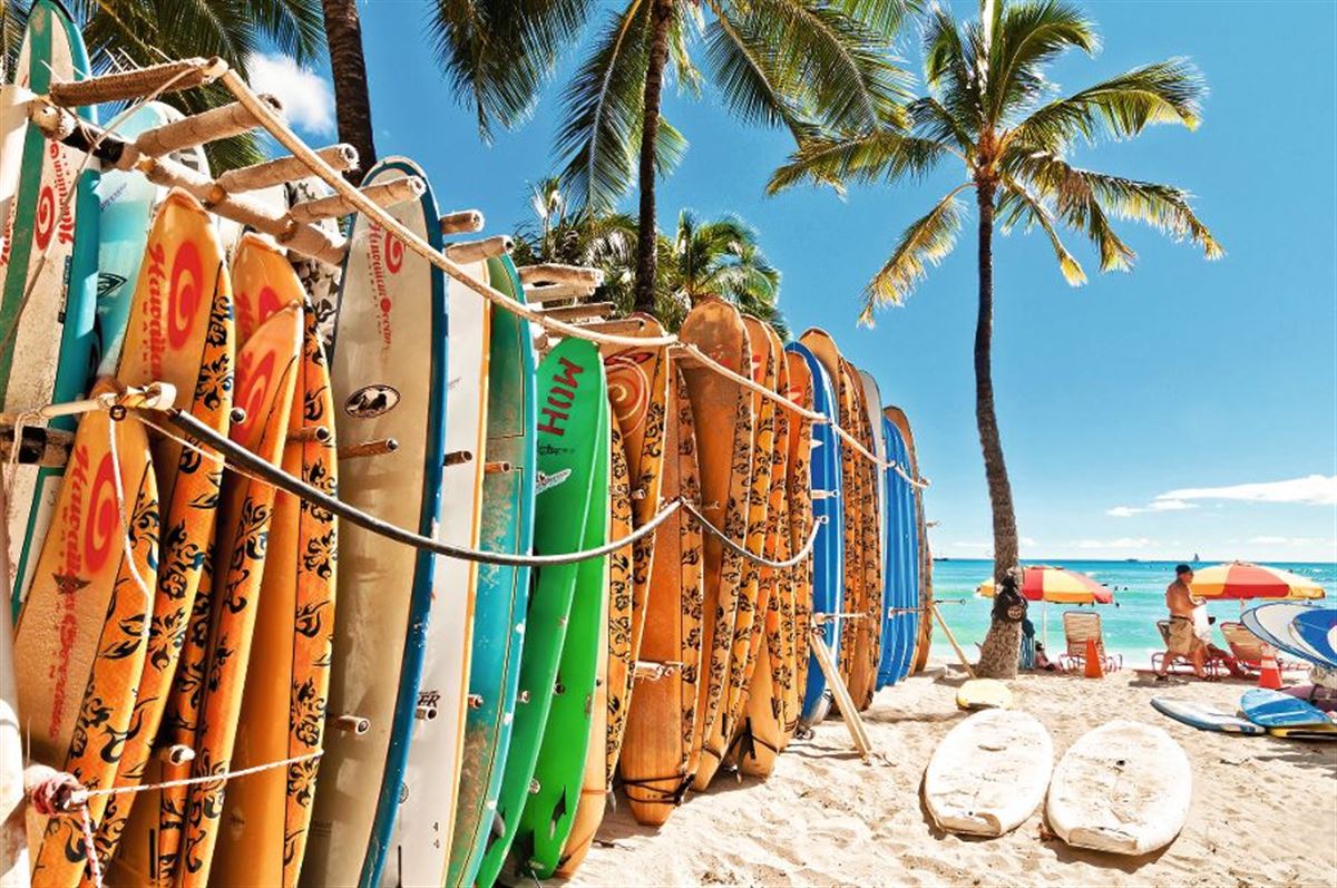 Surfboards am Strand von Waikiki
