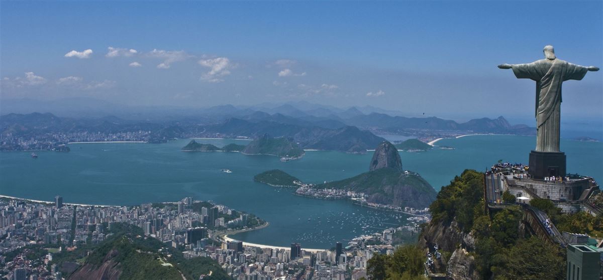 Die Christus-Statue mit Blick auf Rio de Janeiro