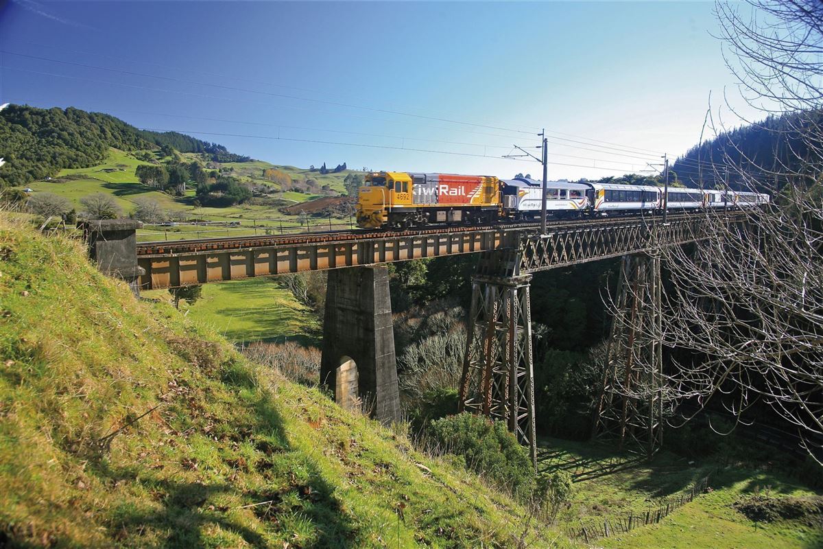 Der NORTHERN EXPLORER auf der Waiteti Brücke