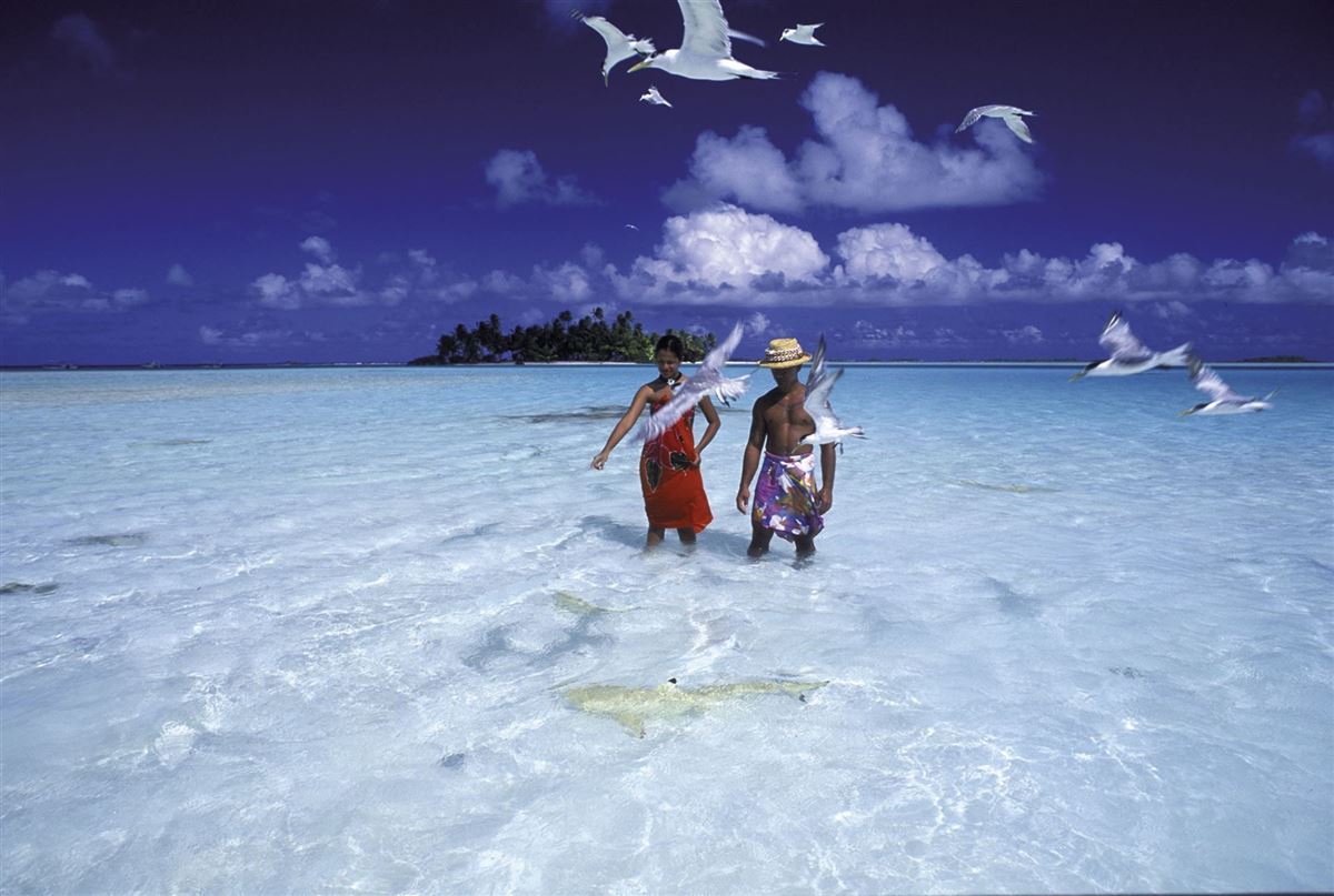 Flache Lagune im Atoll Rangiroa