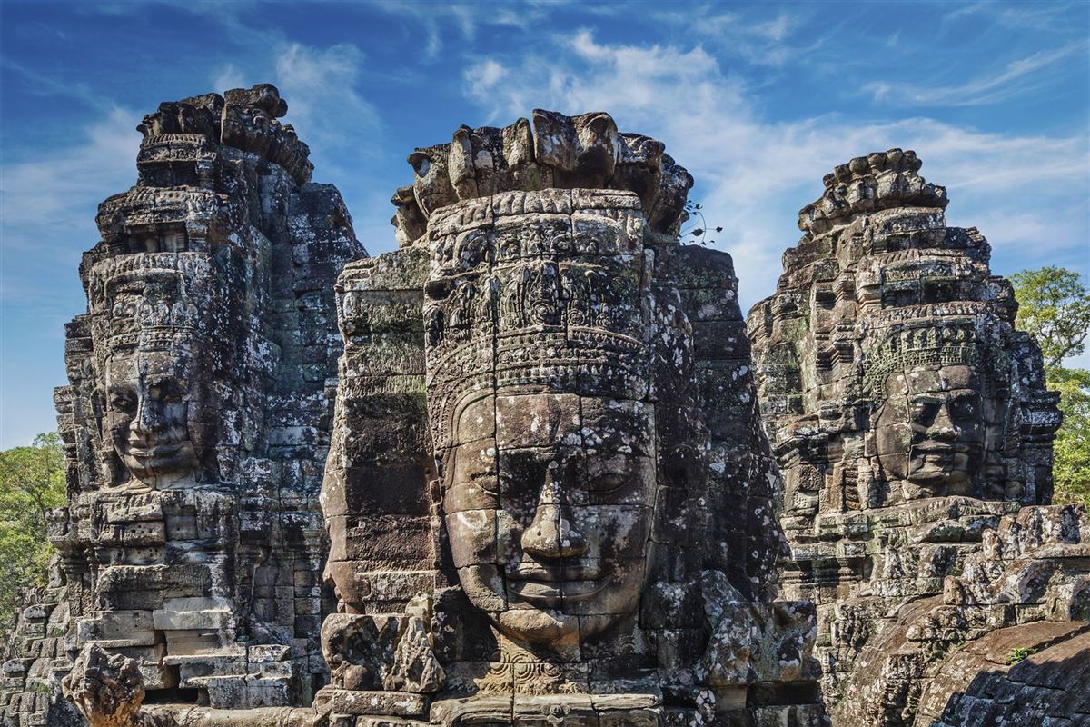 Malerische Reliefs am Bayon-Tempel