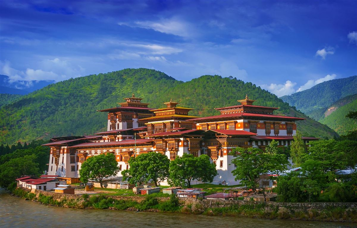 Punakha Dzong Kloster, eines der größten Kloster in Asien, im Königreich Bhutan