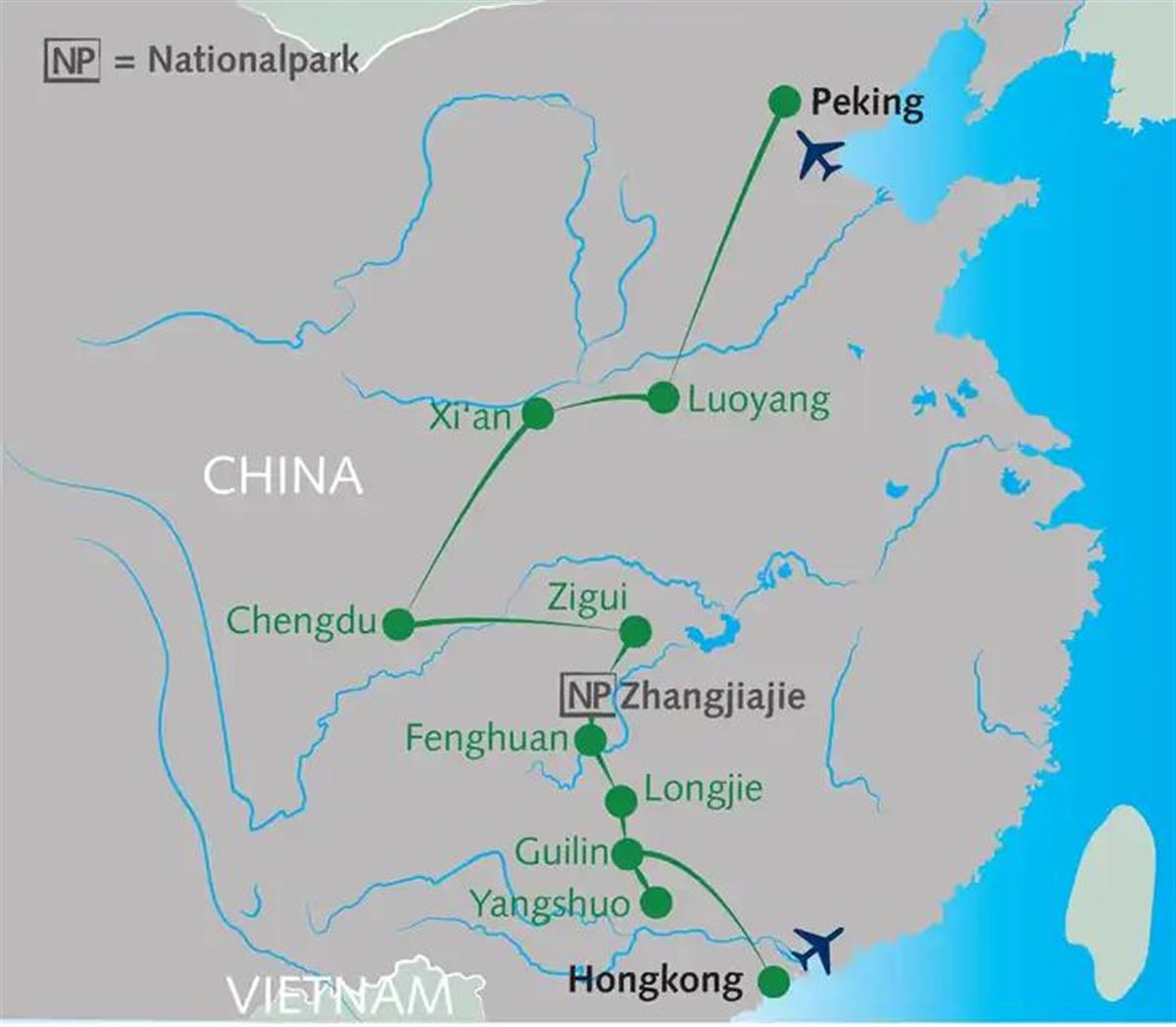 Karte zur Reise: Im Reich der Mitte: Von der Mauer bis zum Yangtzekiang