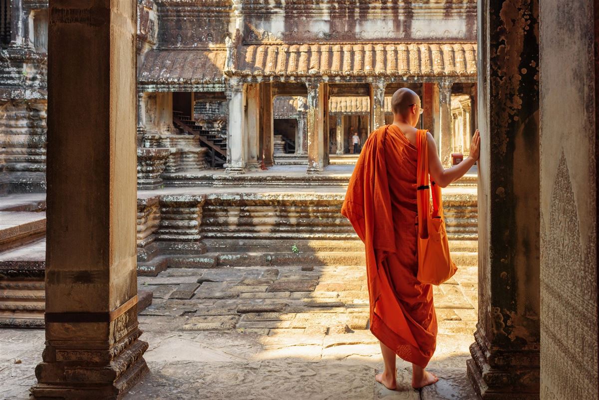 Buddhistischer Mönch in Angkor Wat