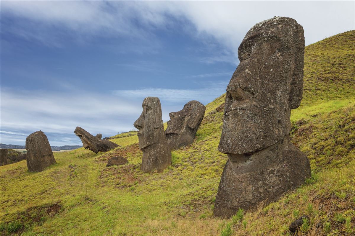 Moais am Rano Raraku Steinbruch