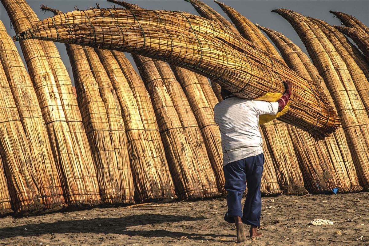 Traditionelle Strohboote in Trujillo