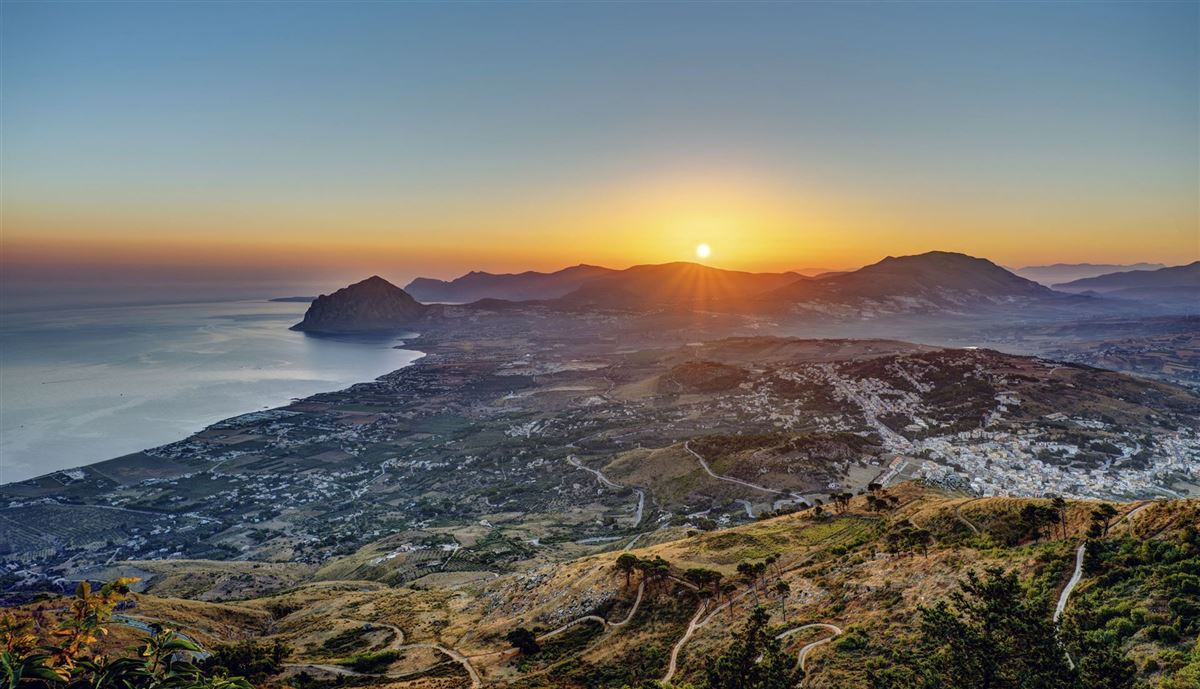 Blick auf Erice in Sizilien