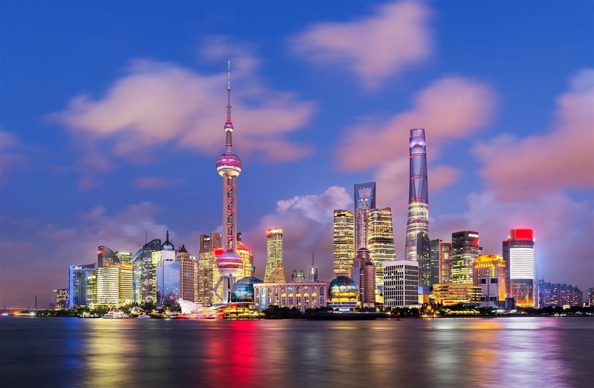 China, Shanghai, Skyline abends