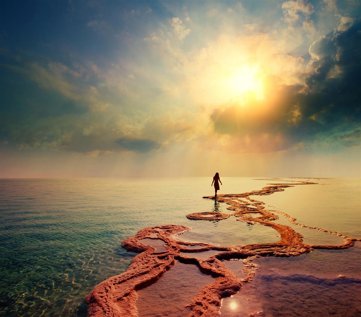 Jordanien, Totes_Meer zum Sonnenuntergang