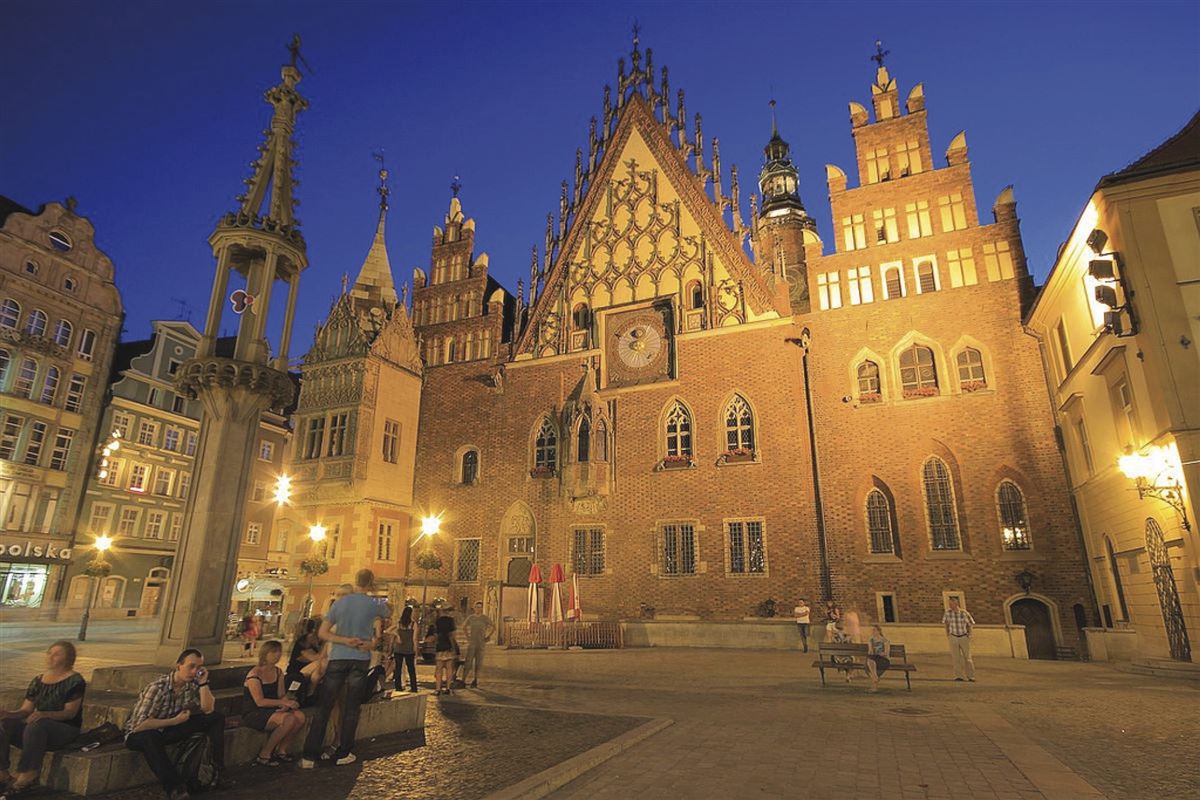 Abendliche Stimmung in der Altstadt von Breslau