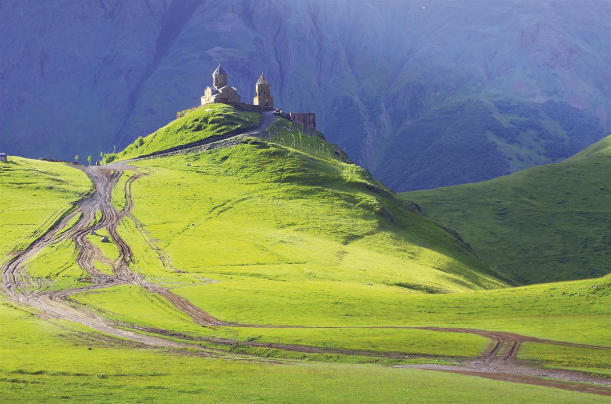 Die Gergeti-Kirche bei Kazbegi